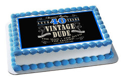 Vintage Dude 40th Edible Birthday Cake Topper OR Cupcake Topper, Decor - Edible Prints On Cake (Edible Cake &Cupcake Topper)