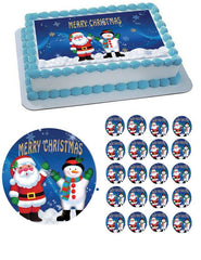 CHRISTMAS 2 Edible Birthday Cake Topper OR Cupcake Topper, Decor - Edible Prints On Cake (Edible Cake &Cupcake Topper)