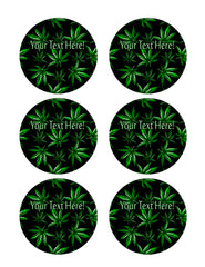Weed Leaf - Edible Cake Topper, Cupcake Toppers, Strips