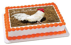 White Rooster - Edible Cake Topper, Cupcake Toppers, Strips