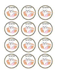 White Fluffy Dog - Edible Cake Topper, Cupcake Toppers, Strips