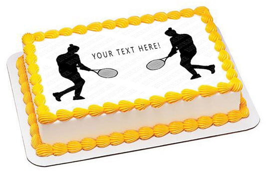 Woman tennis player silhouette - Edible Cake Topper, Cupcake Toppers, Strips
