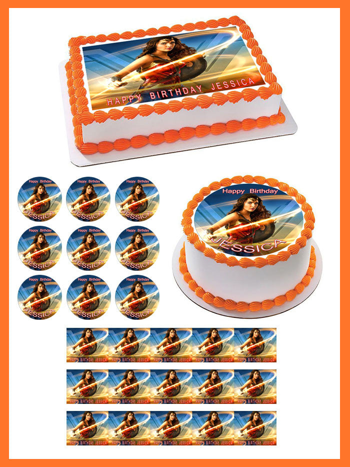 Wonder Woman (2 B) - Edible Cake Topper OR Cupcake Topper, Decor