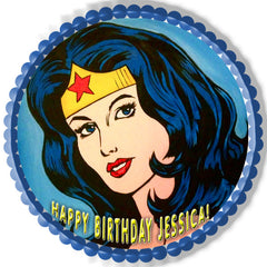 WONDER WOMAN Edible Birthday Cake Topper OR Cupcake Topper, Decor - Edible Prints On Cake (Edible Cake &Cupcake Topper)