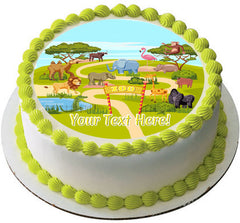 Zoo Entrance - Edible Cake Topper OR Cupcake Topper, Decor