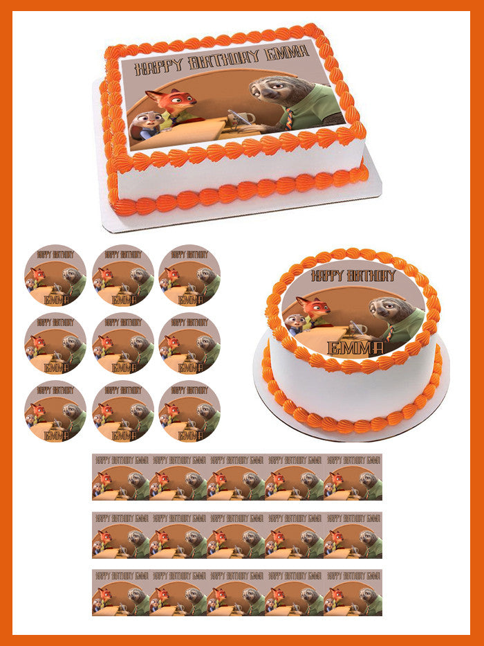 Zootopia 3 Edible Birthday Cake Topper OR Cupcake Topper, Decor - Edible Prints On Cake (Edible Cake &Cupcake Topper)