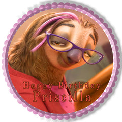 Zootopia Priscilla Sloth (Nr4) - Edible Cake Topper OR Cupcake Topper, Decor