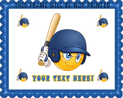 Baseball batter or hitter player emoticon - Edible Cake Topper, Cupcake Toppers, Strips
