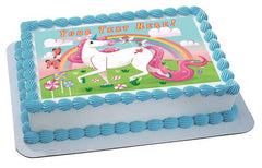 Happy Unikorn - Edible Cake Topper, Cupcake Toppers, Strips