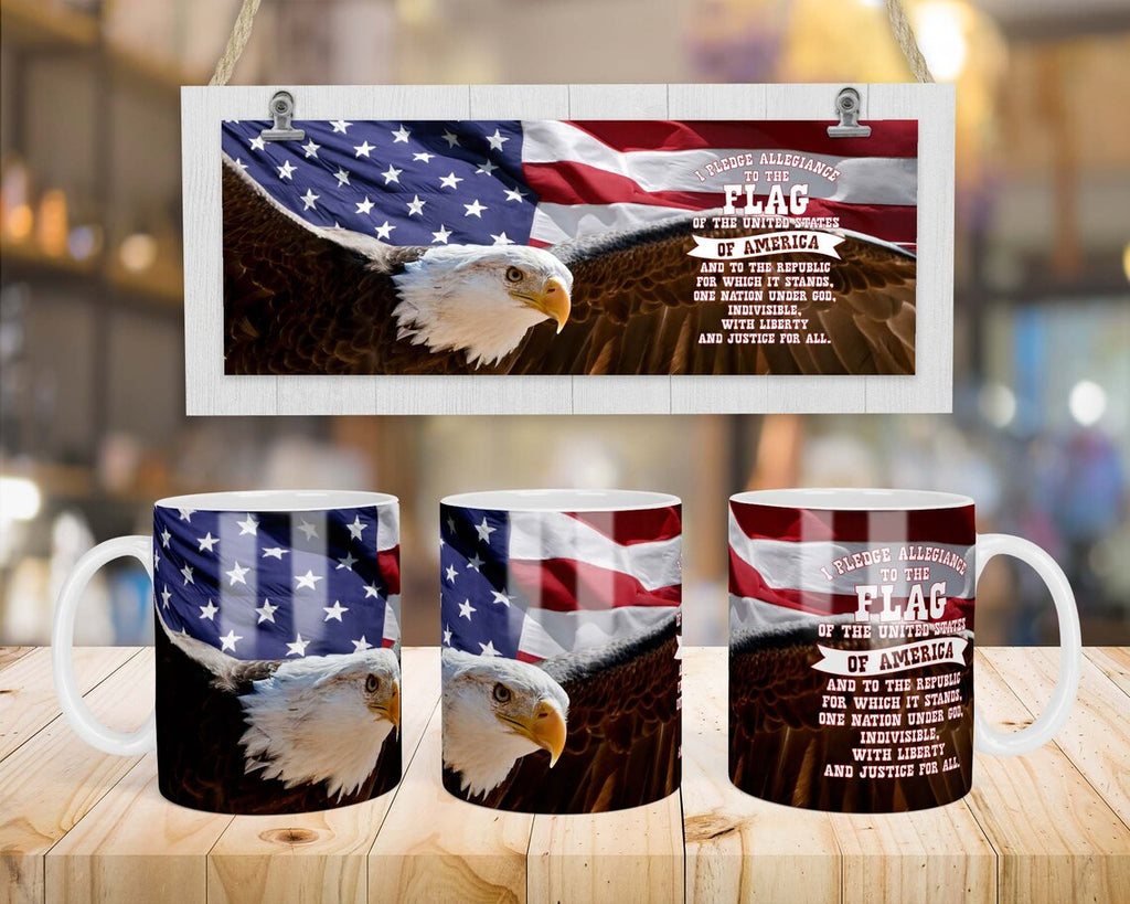 American Pledge, Eagle, American Flag, Patriotic Mug