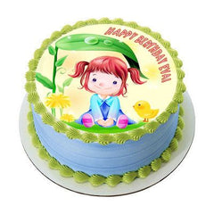 Cute Girl Edible Birthday Cake Topper OR Cupcake Topper, Decor - Edible Prints On Cake (Edible Cake &Cupcake Topper)