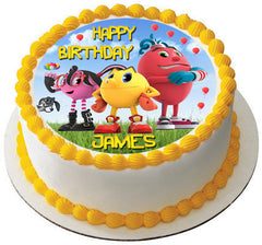 Pac Man Edible Birthday Cake Topper OR Cupcake Topper, Decor - Edible Prints On Cake (Edible Cake &Cupcake Topper)