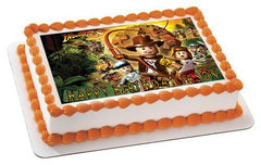 INDIANA JONES LEGO Edible Birthday Cake Topper OR Cupcake Topper, Decor - Edible Prints On Cake (Edible Cake &Cupcake Topper)