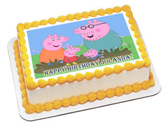 Peppa Pig 2 Edible Birthday Cake Topper OR Cupcake Topper, Decor - Edible Prints On Cake (Edible Cake &Cupcake Topper)