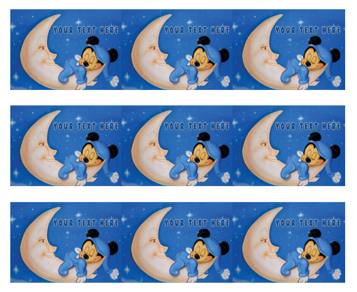 Baby Mickey Sleep Well - Edible Cake Topper, Cupcake Toppers, Strips