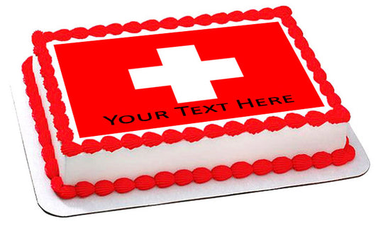 Switzerland flag - Edible Cake Topper, Cupcake Toppers, Strips