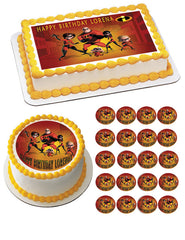 INCREDIBLES 1 Edible Birthday Cake Topper OR Cupcake Topper, Decor - Edible Prints On Cake (Edible Cake &Cupcake Topper)