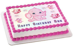 Pink Elephant - Edible Cake Topper OR Cupcake Topper, Decor