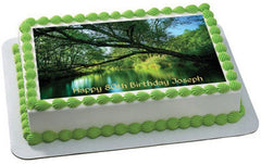 Natur - River Background Edible Birthday Cake Topper OR Cupcake Topper, Decor - Edible Prints On Cake (Edible Cake &Cupcake Topper)