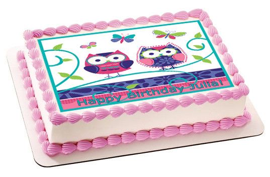 Patchwork Owls Edible Birthday Cake Topper OR Cupcake Topper, Decor - Edible Prints On Cake (Edible Cake &Cupcake Topper)
