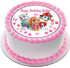 Paw Patrol Girls Edible Birthday Cake Topper OR Cupcake Topper, Decor - Edible Prints On Cake (Edible Cake &Cupcake Topper)