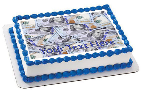100 dollar bills C - Edible Cake Topper, Cupcake Toppers, Strips